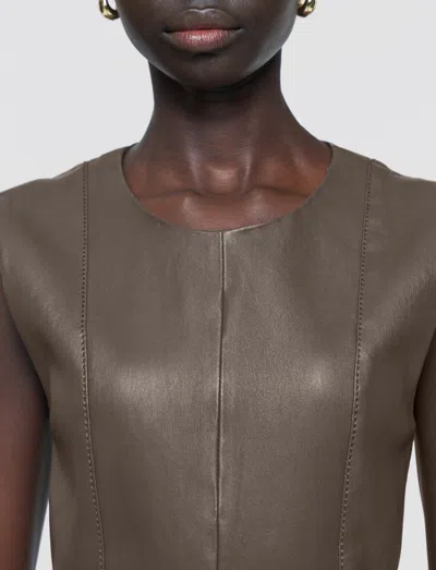 Joseph Heidi Leather Stretch Dress In Brown