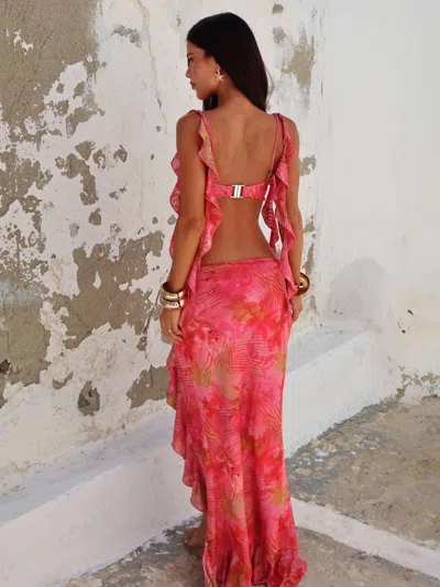 Outcast Millea Maxi Skirt Pina Colada In Red