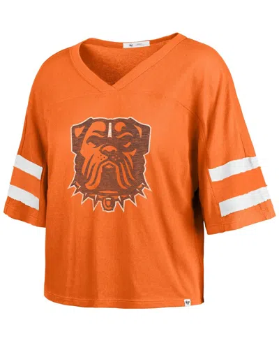 47 Brand '47 Orange Cleveland Browns Premier Scout Cropped V-neck T-shirt In Orange