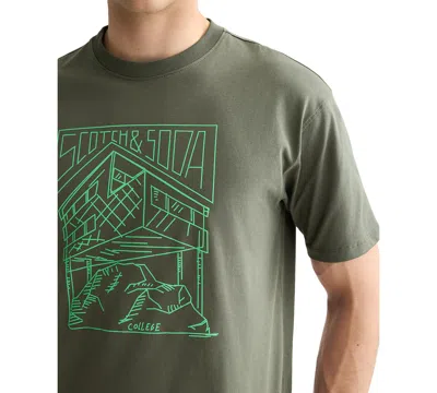 Scotch & Soda Men's Relaxed Fit Short Sleeve Logo Graphic Crewneck T-shirt In Green