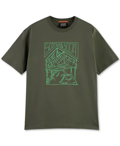 Scotch & Soda Men's Relaxed Fit Short Sleeve Logo Graphic Crewneck T-shirt In Green