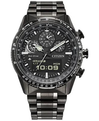 Citizen Men's Promaster Skyhawk U830 Analog-digital Gray Stainless Steel Bracelet Watch 43mm In Black