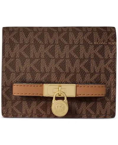 Michael Kors Hamilton Moderne Logo Compact Wallet In Brown