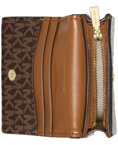Michael Kors Hamilton Moderne Logo Compact Wallet In Brown