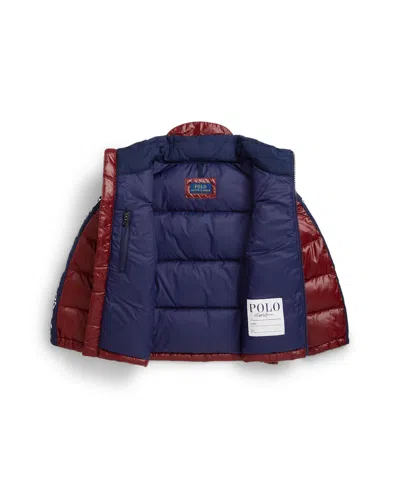 Polo Ralph Lauren Big Boys Logo Down Hooded Jacket In Brown
