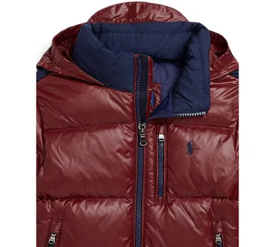Polo Ralph Lauren Big Boys Logo Down Hooded Jacket In Brown