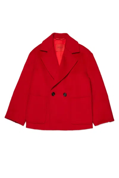 Max & Co Shaved Wool Double-breasted Caban Coat In Red