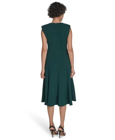 Calvin Klein Women's V-neck Sleeveless Midi Dress In Green