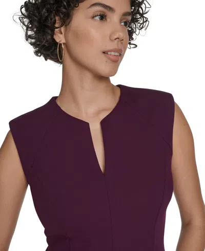 Calvin Klein Women's V-neck Sleeveless Midi Dress In Purple
