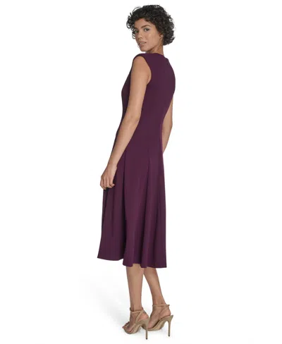 Calvin Klein Women's V-neck Sleeveless Midi Dress In Purple