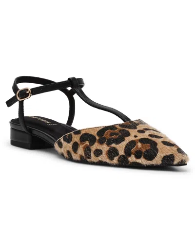 Anne Klein Women's Emily T-strap Pointed Toe Flats In Animal Print