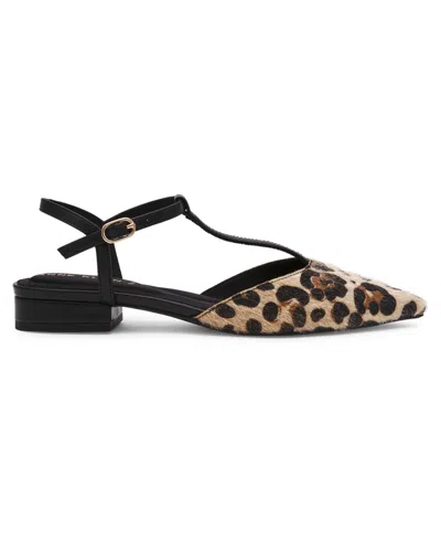 Anne Klein Women's Emily T-strap Pointed Toe Flats In Animal Print