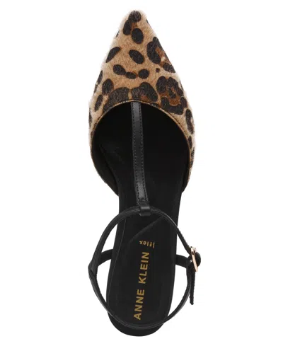 Anne Klein Women's Emily T-strap Pointed Toe Flats In Animal Print