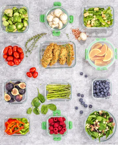 Joyjolt 24-pc. Glass Storage Containers With Lids In Green