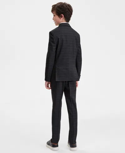 Kenneth Cole Reaction Big Boys Windowpane Print 2-piece Suit In Black