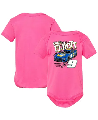 Hendrick Motorsports Team Collection Girls Baby Boys And Girls Pink Chase Elliott Car Bodysuit In Pink