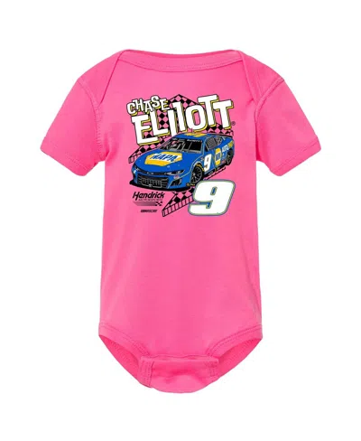 Hendrick Motorsports Team Collection Girls Baby Boys And Girls Pink Chase Elliott Car Bodysuit In Pink