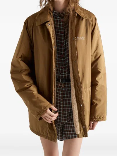 Prada Fleece-lined Re-nylon Jacket In Brown