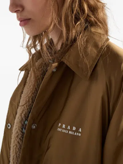 Prada Fleece-lined Re-nylon Jacket In Brown