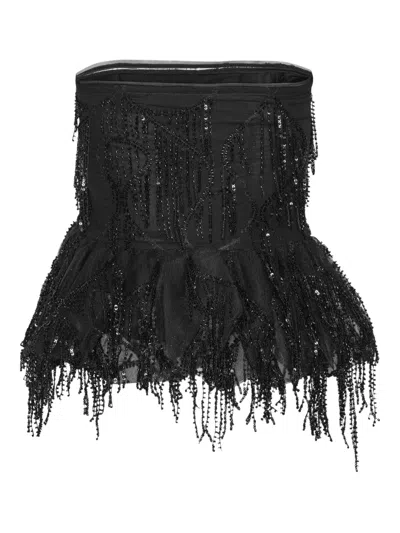 Rotate Birger Christensen Albertina Sequined Strapless Top In Black