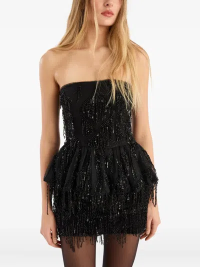 Rotate Birger Christensen Albertina Sequined Strapless Top In Black