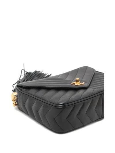 Pre-owned Chanel 1993-1994 Camera Chevron-quilted Shoulder Bag In Black