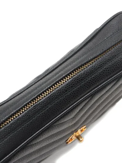 Pre-owned Chanel 1993-1994 Camera Chevron-quilted Shoulder Bag In Black