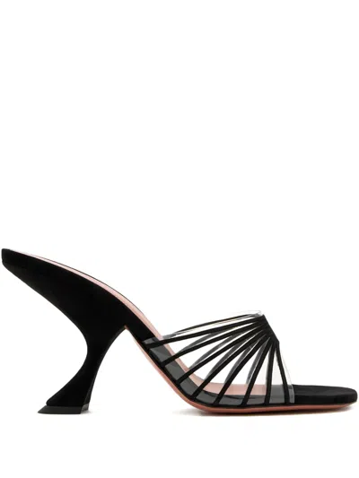 Amina Muaddi 90mm Mookie Sculpted-heel Strappy Sandals In Black