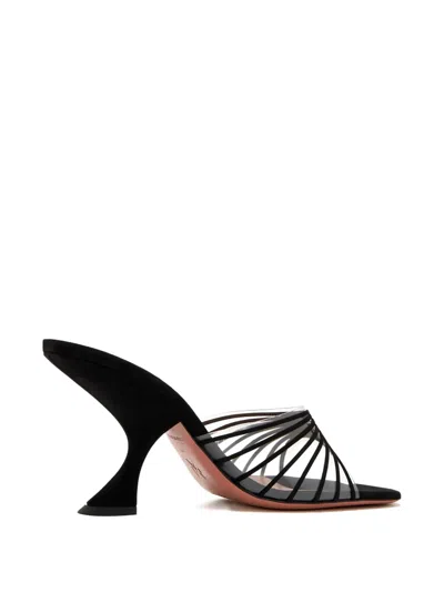 Amina Muaddi 90mm Mookie Sculpted-heel Strappy Sandals In Black