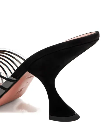 Amina Muaddi 90mm Mookie Sculpted-heel Strappy Sandals In Black