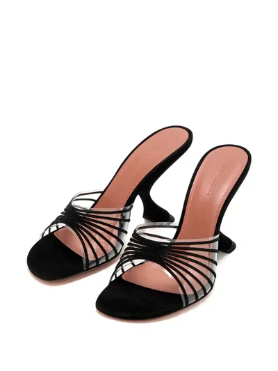 Amina Muaddi 90mm Mookie Sculpted-heel Strappy Sandals In Black