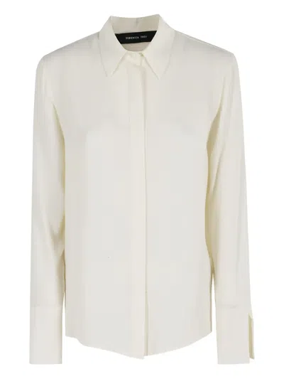 Federica Tosi White Shirt With Pointed Collar And Metallic Details On The Cuffs In Multi