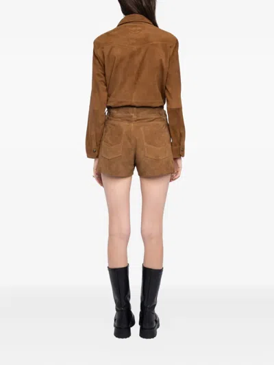 Zadig & Voltaire Womens Daim Sadys Mid-rise Suede Shorts In Brown