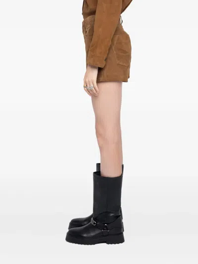Zadig & Voltaire Womens Daim Sadys Mid-rise Suede Shorts In Brown