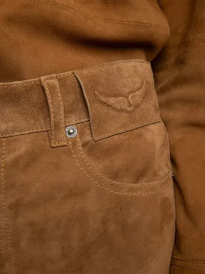 Zadig & Voltaire Womens Daim Sadys Mid-rise Suede Shorts In Brown