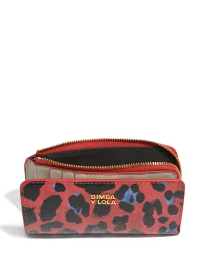 Bimba Y Lola Leopard-print Zip Wallet In Red