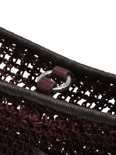 Bimba Y Lola Open-work Crochet Shoulder Bag In Brown