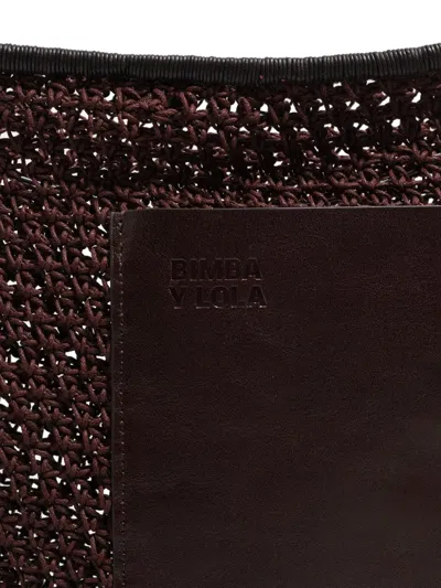 Bimba Y Lola Open-work Crochet Shoulder Bag In Brown