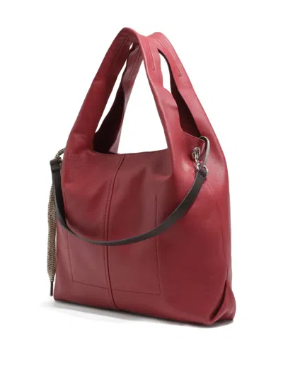Bimba Y Lola Large Leather Paper Bag In Red
