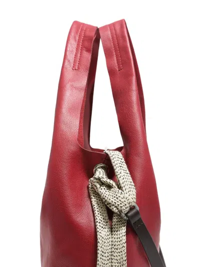 Bimba Y Lola Large Leather Paper Bag In Red