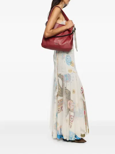 Bimba Y Lola Large Leather Paper Bag In Red