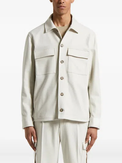 Peserico Double-pocket Button-front Jacket In White