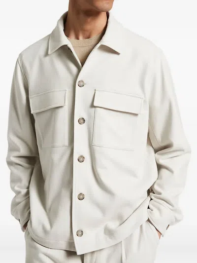Peserico Double-pocket Button-front Jacket In White