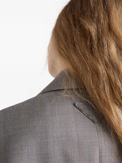 Prada Grisaglia Check Single-breasted Blazer Jacket In Gray