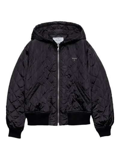 Prada Re-nylon Quilted Jacket In Blue