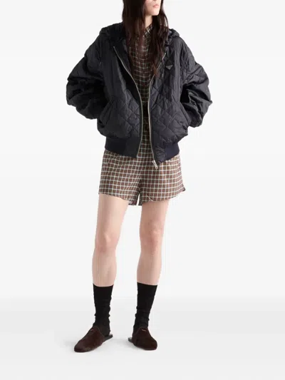 Prada Re-nylon Quilted Jacket In Blue
