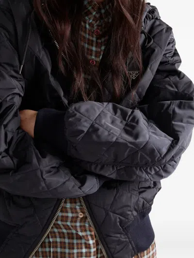 Prada Re-nylon Quilted Jacket In Blue