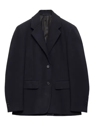 Prada Single-breasted Jacket In Straw In Black