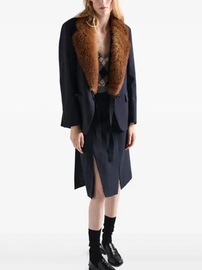 Prada Single-breasted Jacket In Straw In Black