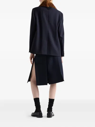 Prada Single-breasted Jacket In Straw In Black